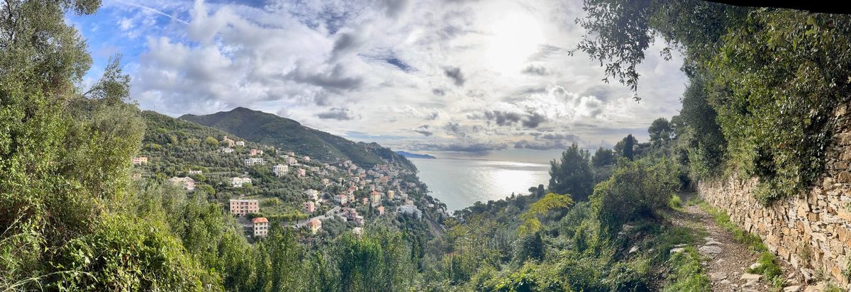 Sentiero vicino a Zoagli con vista mare lungo la costa ligure